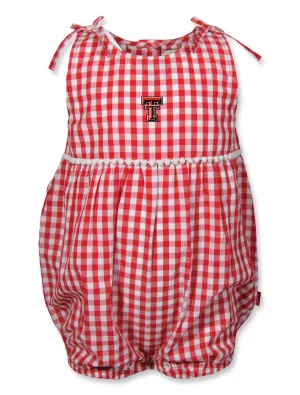 Garb Texas Tech Double T "Teagan" Infant Gingham Romper