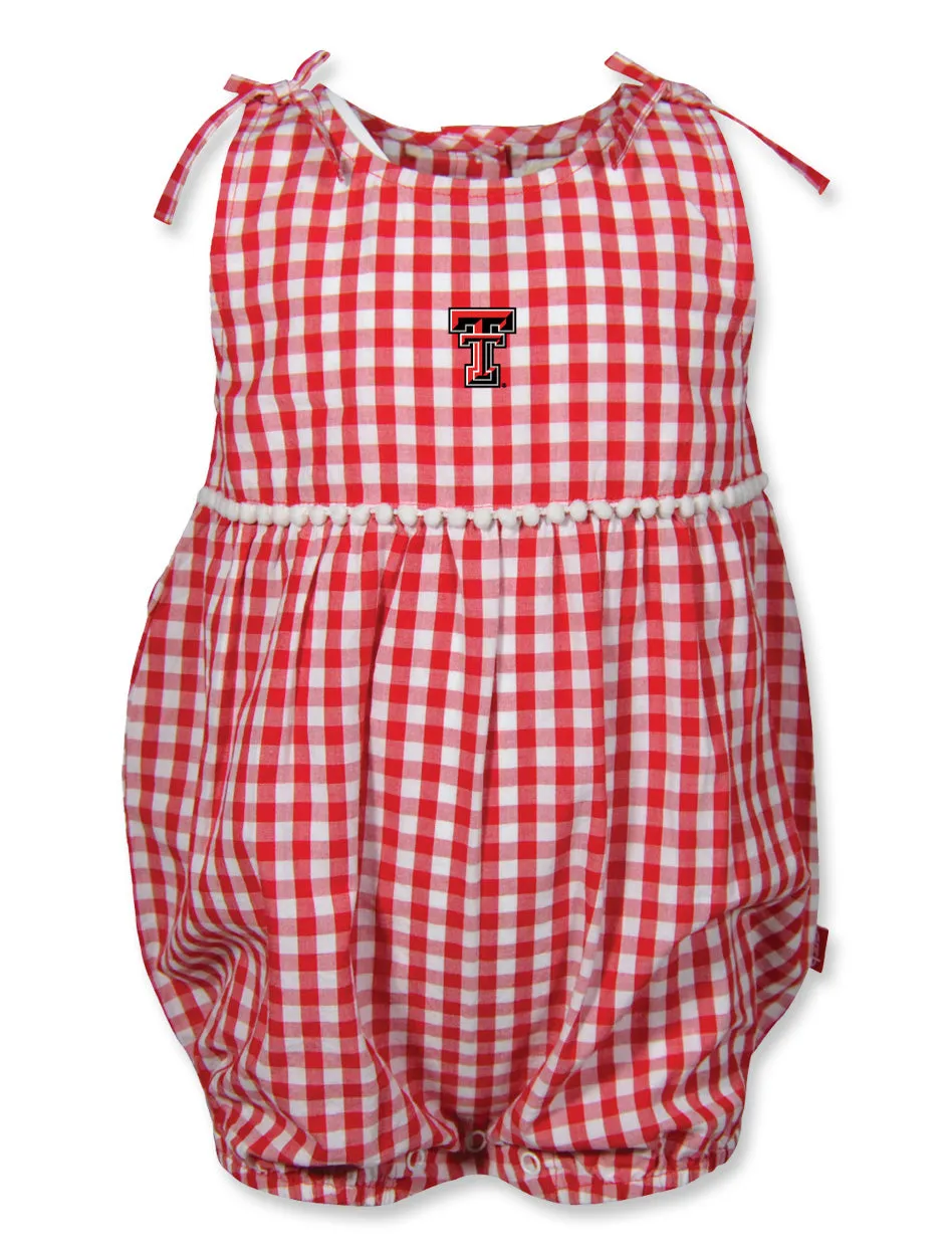 Garb Texas Tech Double T "Teagan" Infant Gingham Romper