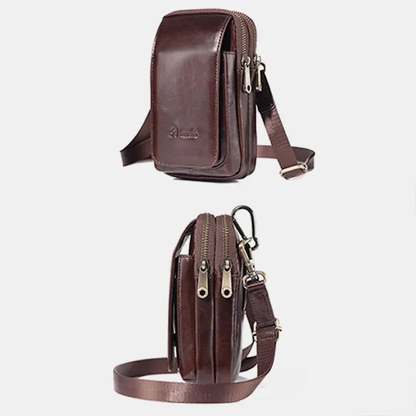 Genuine Leather Multifunctional Belt Loop Pouch Phone Bag Crossbody Bag