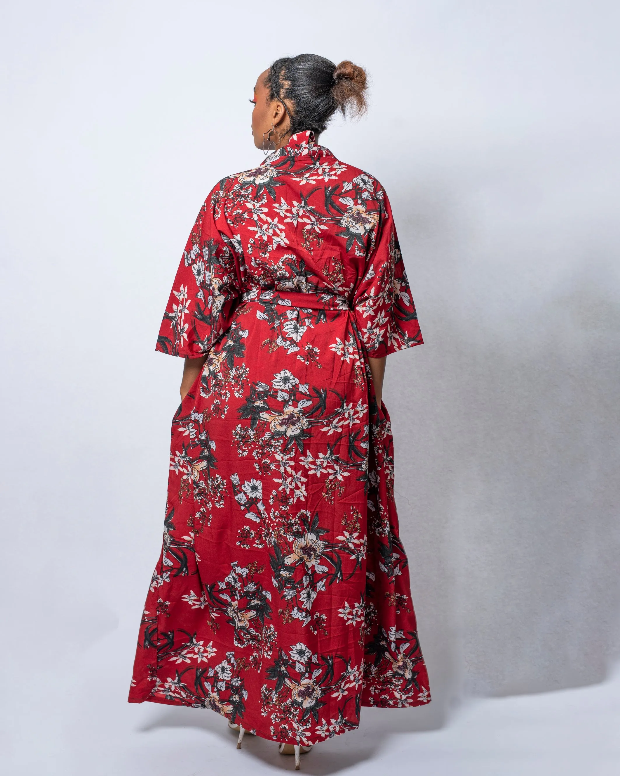 Gloria Red Floral Print Kimono Jacket