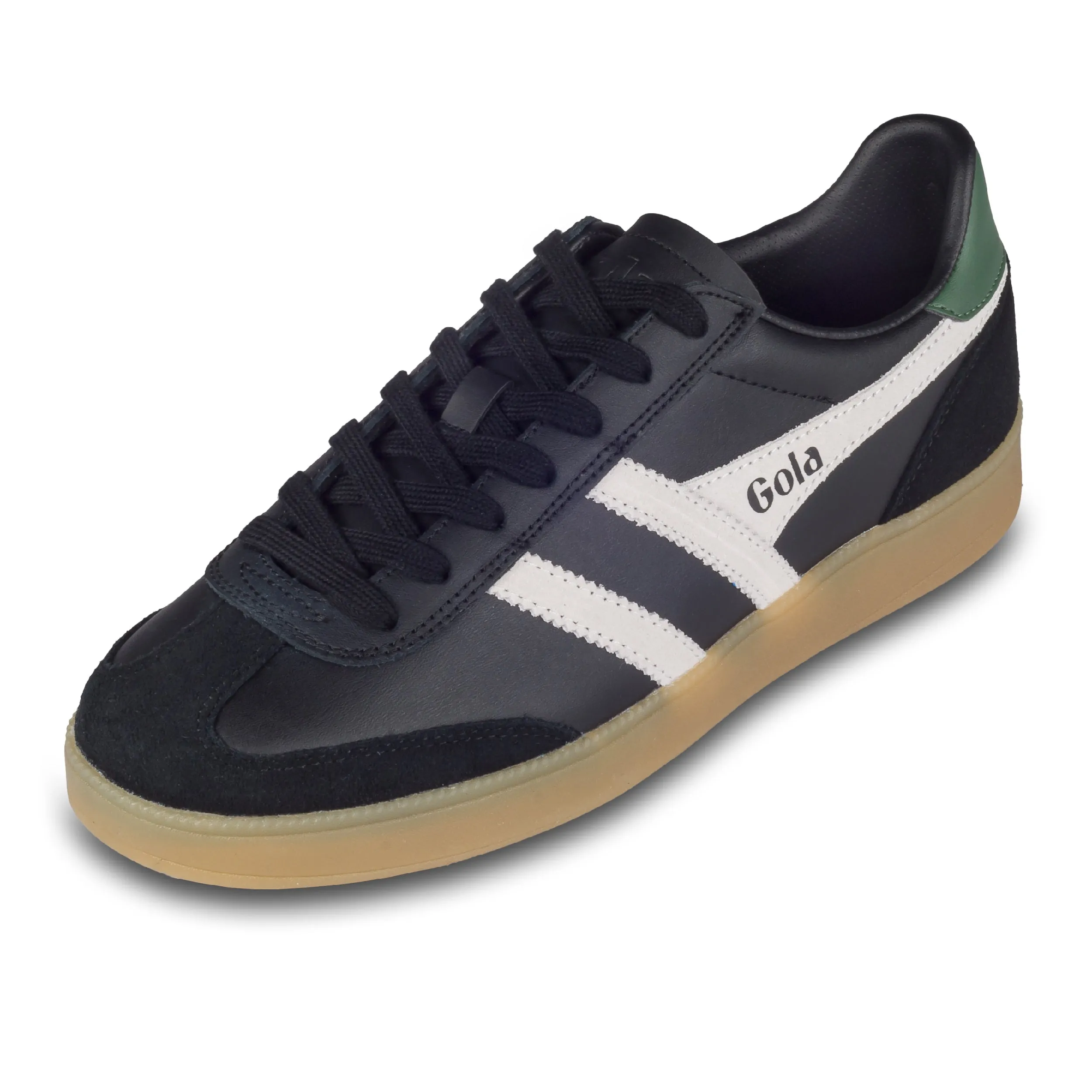 GOLA Herren Sneaker Viper Leather, schwarz/weiß/grün (CMB744 Black/Off White/Evergreen/Gum)