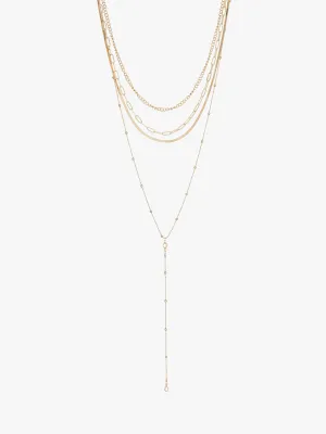 Gold Plated 4 Layer Chain Necklace