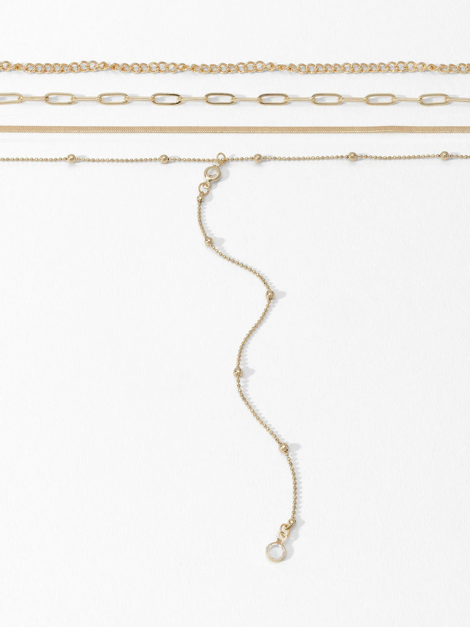 Gold Plated 4 Layer Chain Necklace