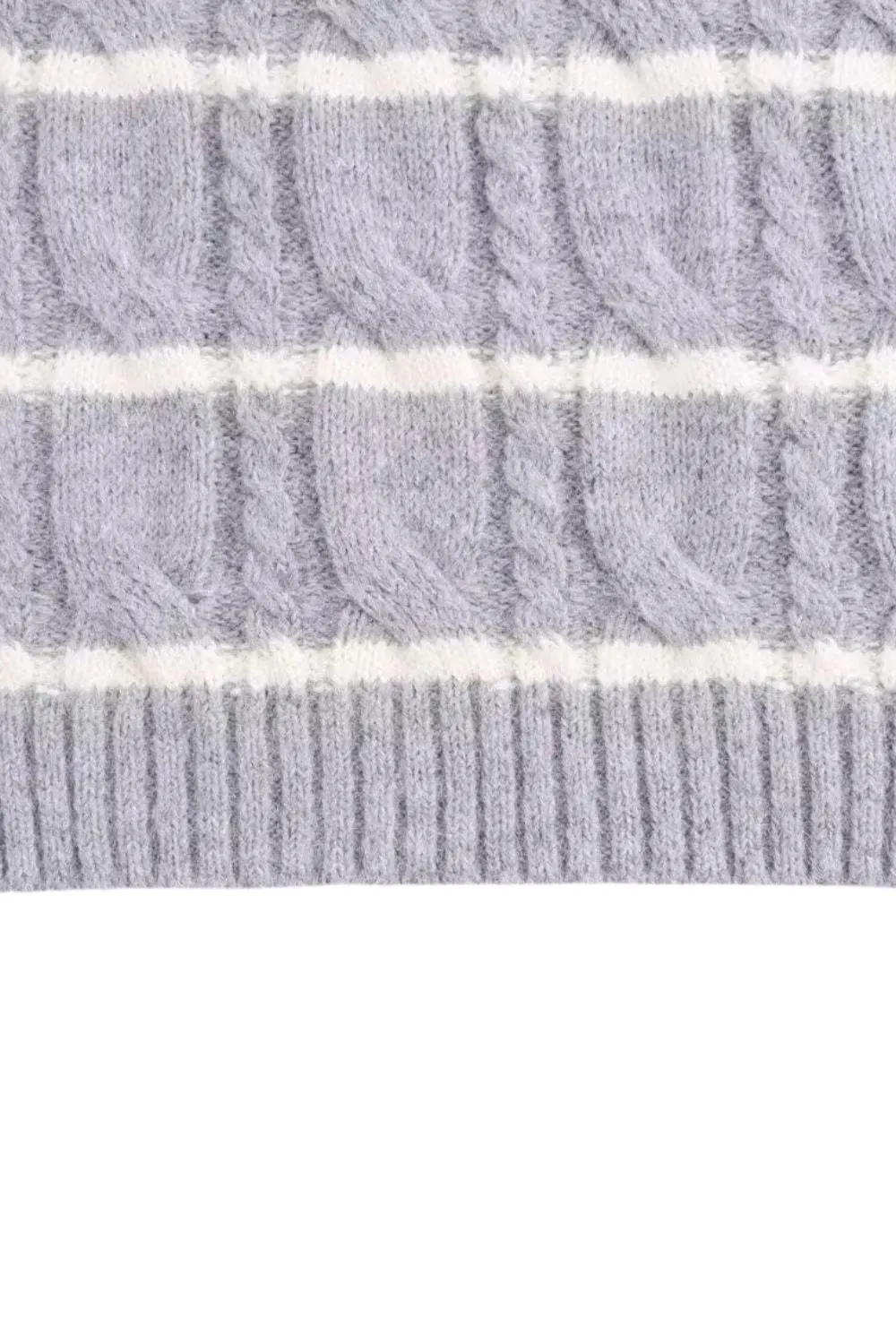'Grace' Casual Striped Half-Zip Cropped Turtleneck Sweater
