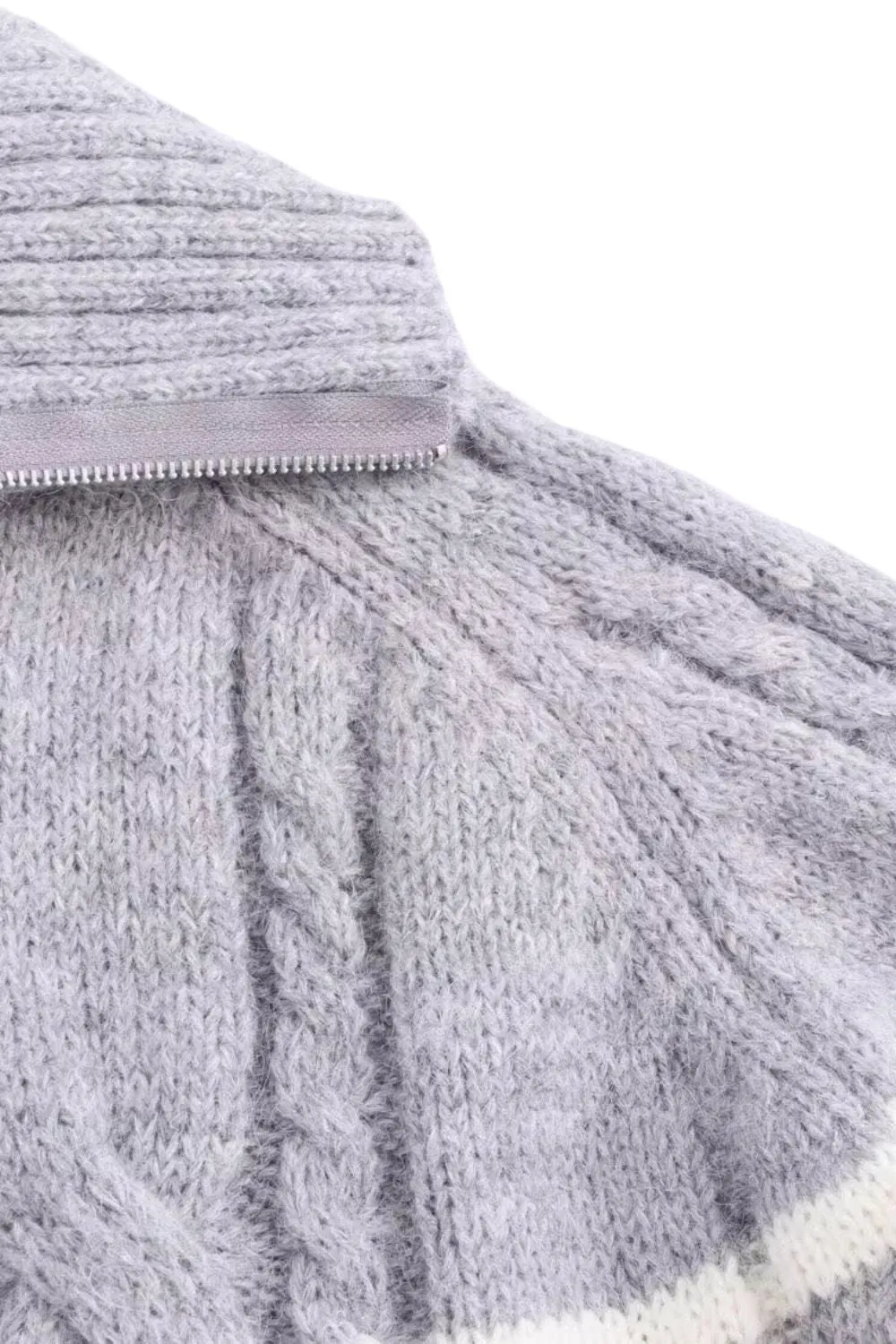 'Grace' Casual Striped Half-Zip Cropped Turtleneck Sweater