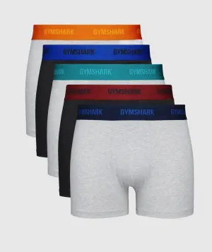 Gymshark Boxers 5 PK - Black//Red/Light Grey