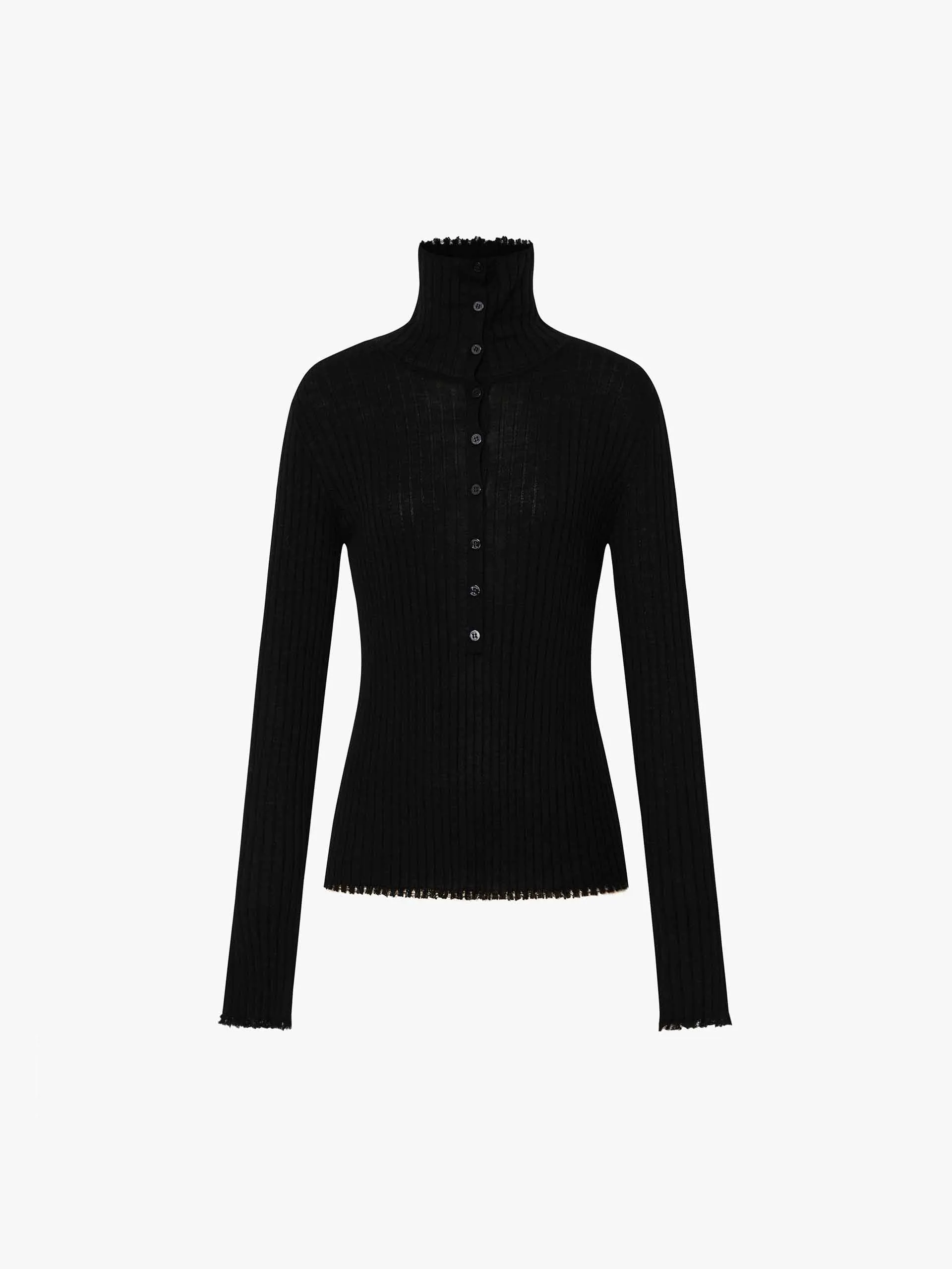 Half Button Turtleneck Top