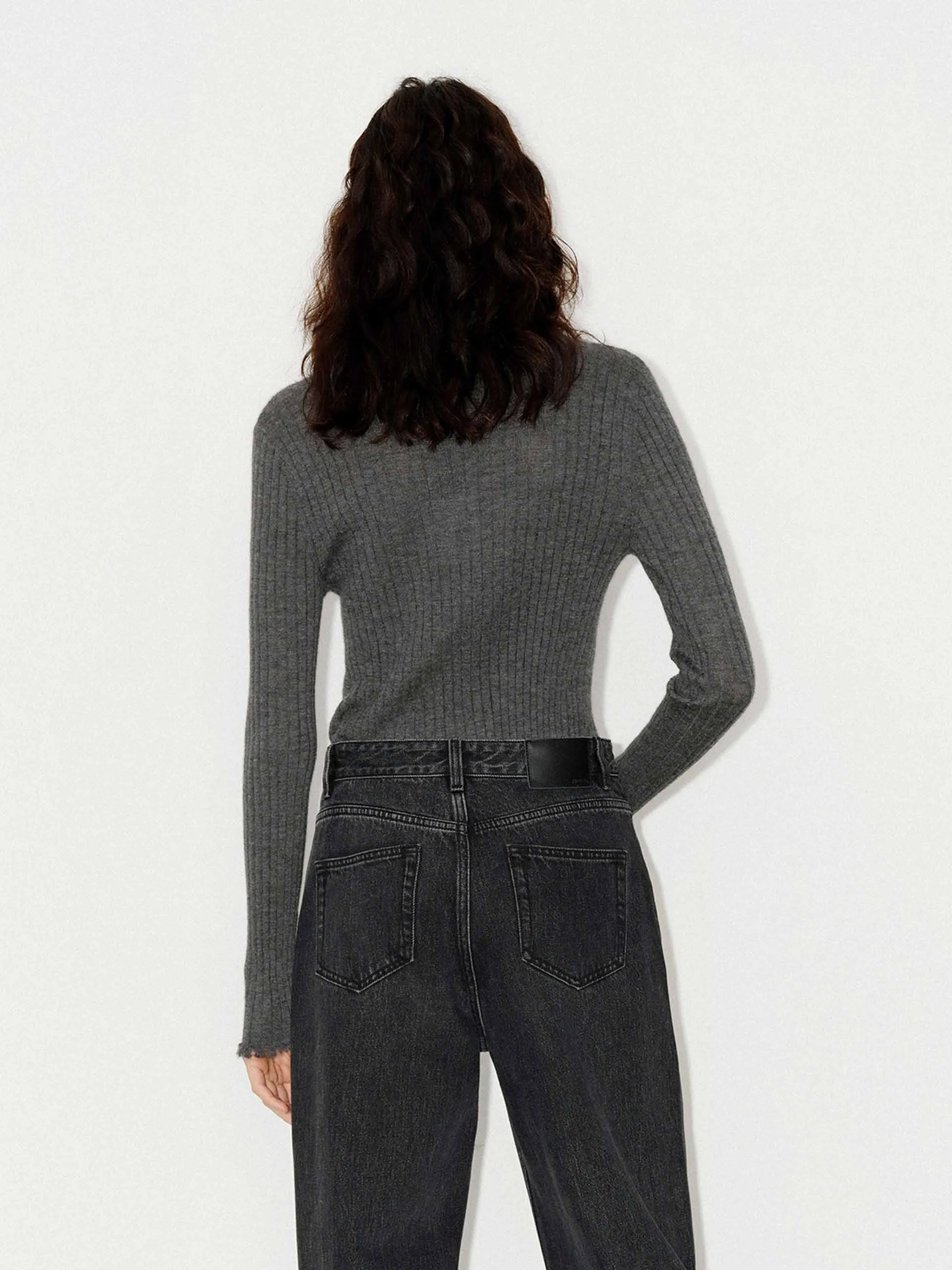 Half Button Turtleneck Top