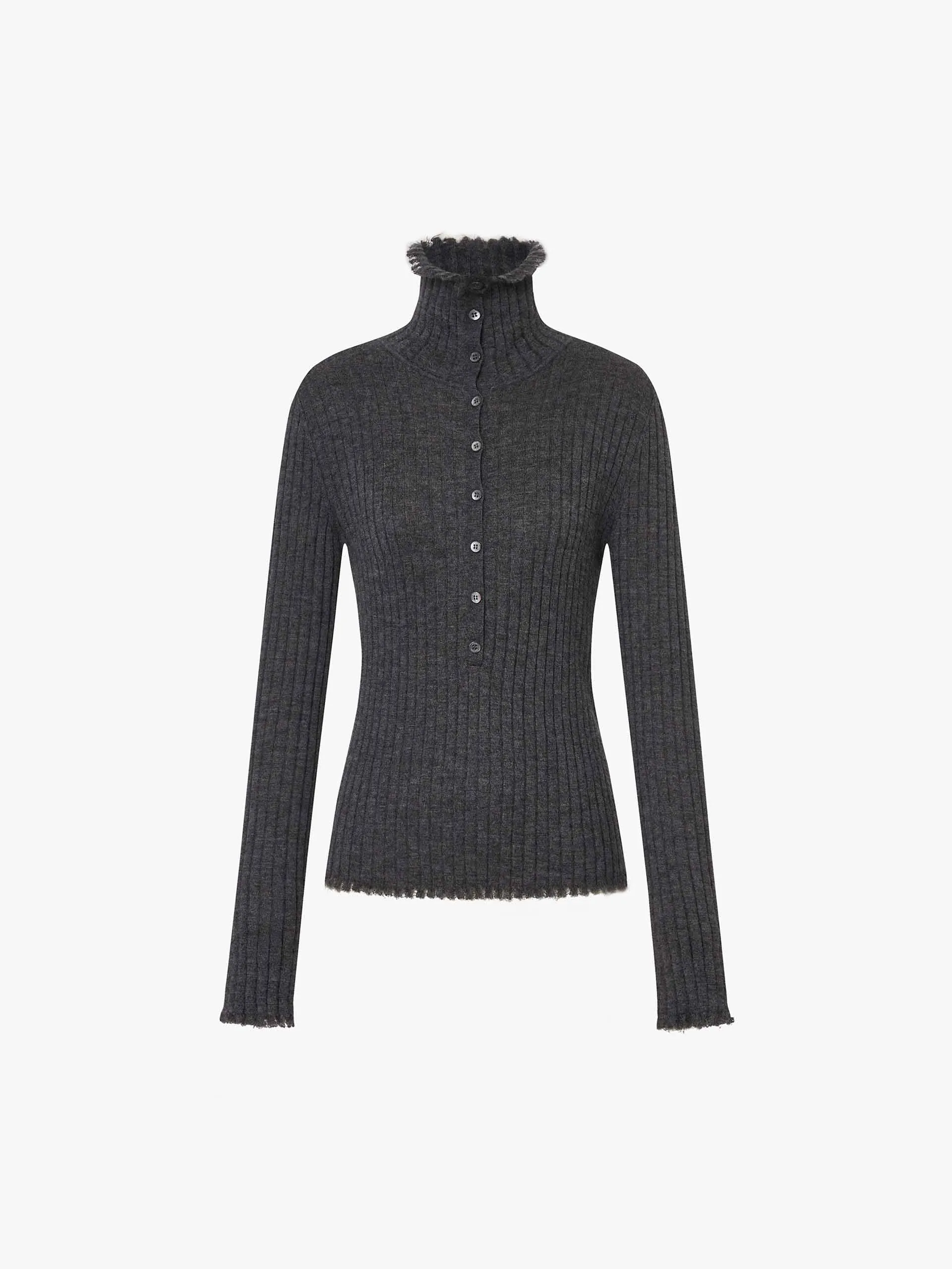 Half Button Turtleneck Top