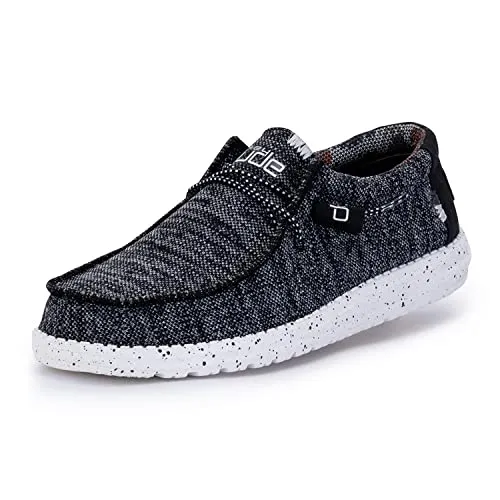 Hey Dude Men's Wally Sox Black White Size 10 | Men’s Shoes | Men's Lace Up Loafers | Comfortable & Light-Weight