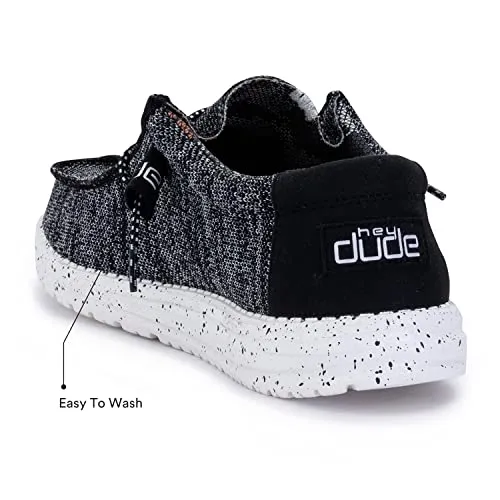 Hey Dude Men's Wally Sox Black White Size 10 | Men’s Shoes | Men's Lace Up Loafers | Comfortable & Light-Weight