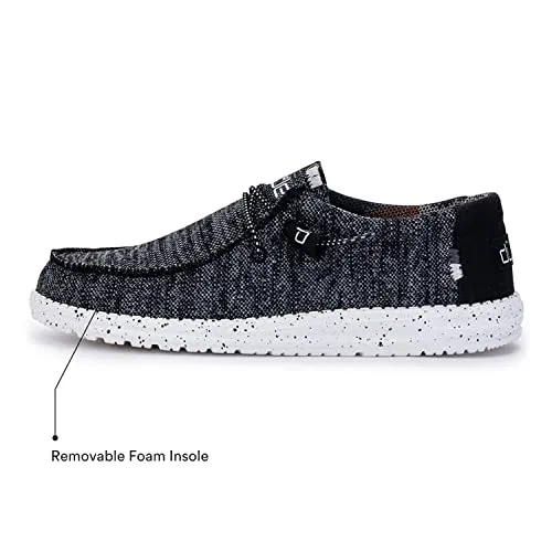 Hey Dude Men's Wally Sox Black White Size 10 | Men’s Shoes | Men's Lace Up Loafers | Comfortable & Light-Weight
