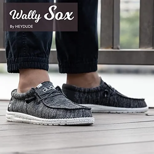 Hey Dude Men's Wally Sox Black White Size 10 | Men’s Shoes | Men's Lace Up Loafers | Comfortable & Light-Weight