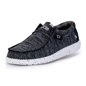 Hey Dude Men's Wally Sox Black White Size 10 | Men’s Shoes | Men's Lace Up Loafers | Comfortable & Light-Weight