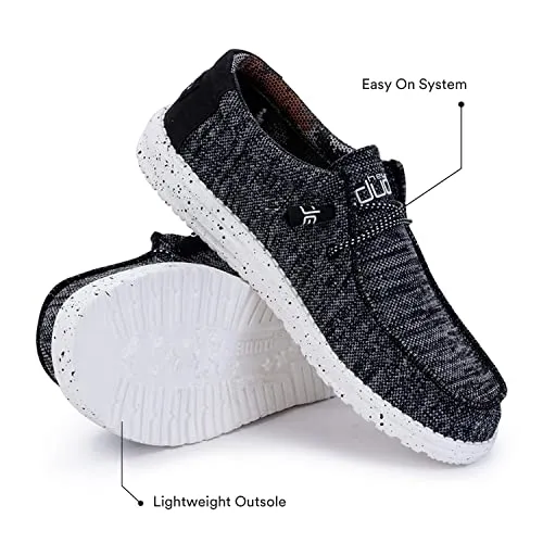 Hey Dude Men's Wally Sox Black White Size 10 | Men’s Shoes | Men's Lace Up Loafers | Comfortable & Light-Weight