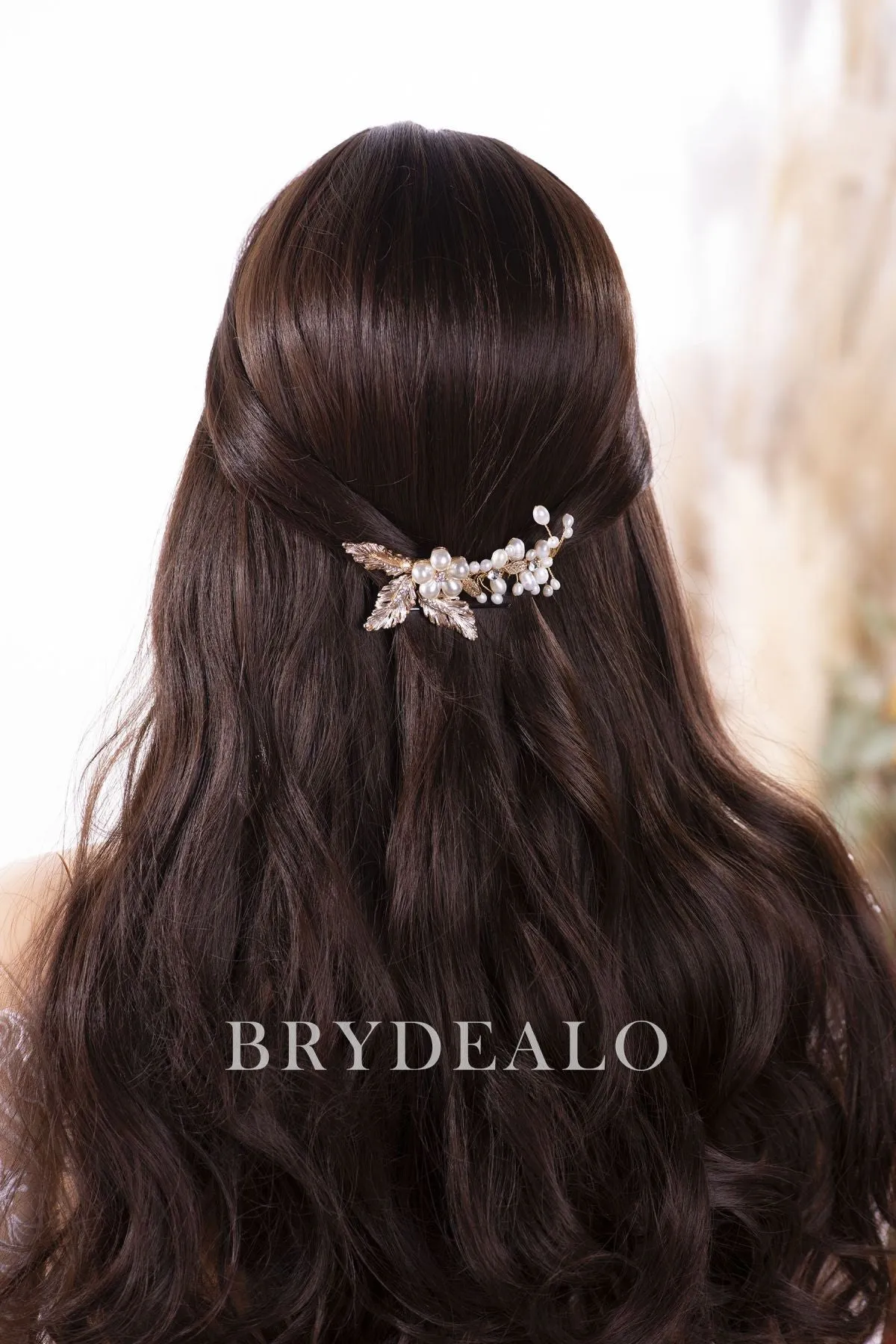 High-end Pearls Gold Leaf Bridal Hair Comb
