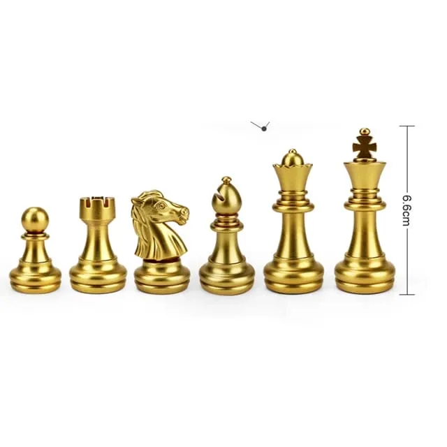 High-end Portable Magnetic Folding Gold and Silver Training Chess