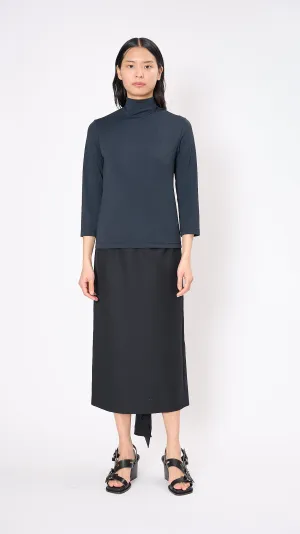 High Neck Zip Top in Navy