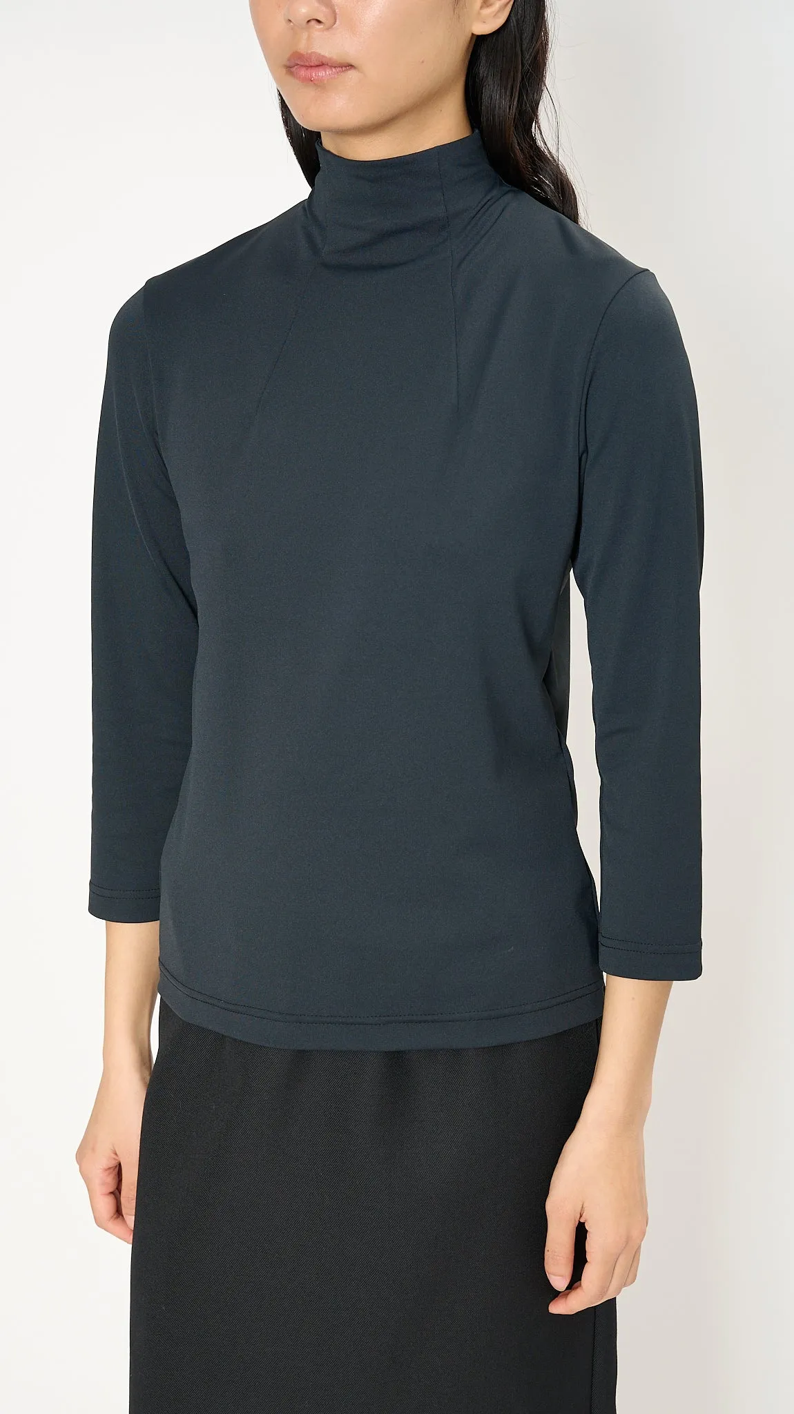 High Neck Zip Top in Navy