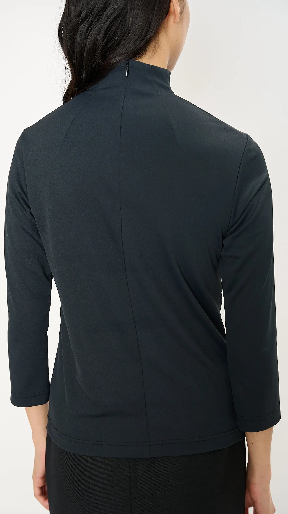 High Neck Zip Top in Navy