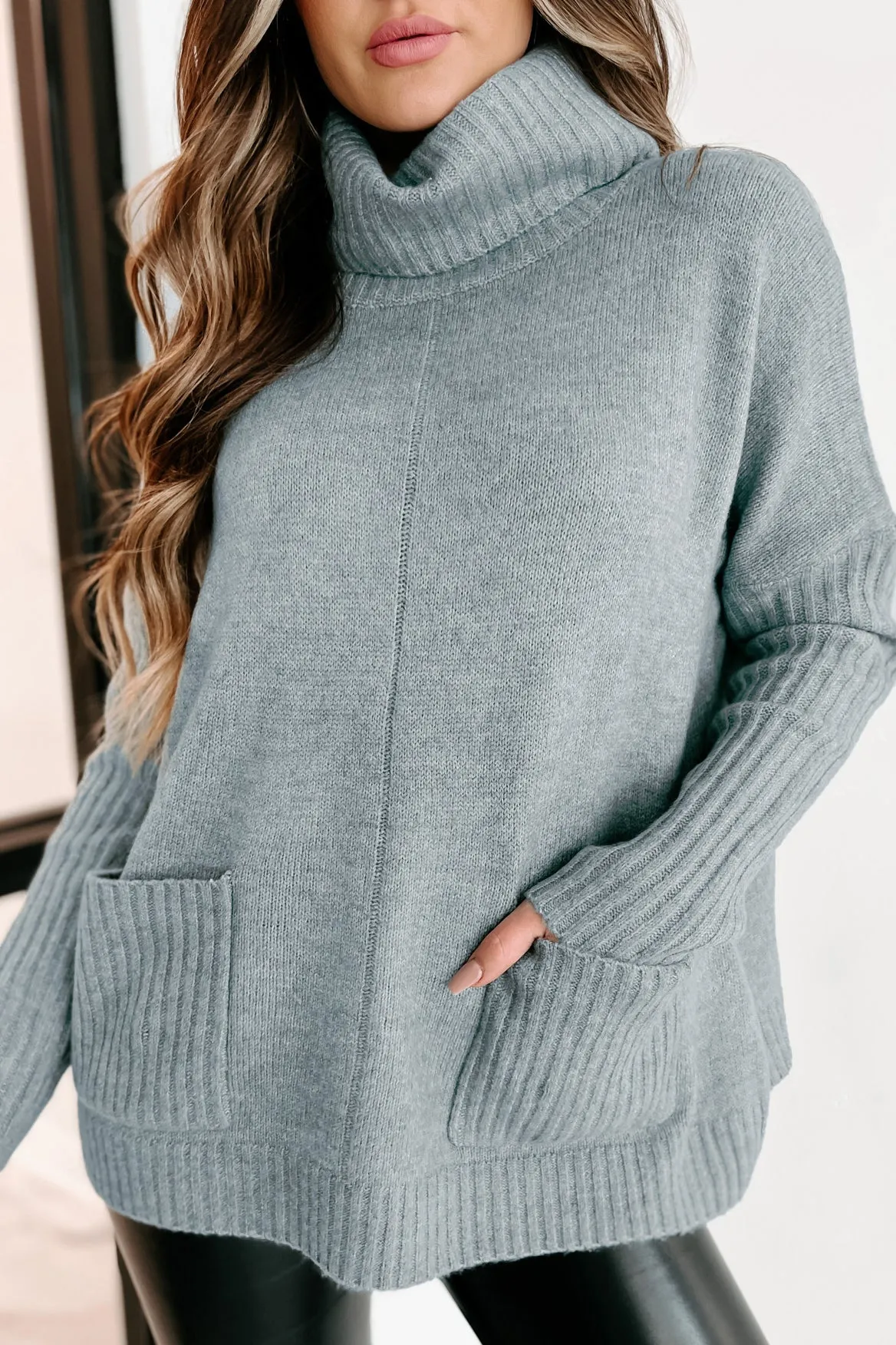 Holiday Steal- Strong Convictions Turtleneck Sweater (Sage Blue)