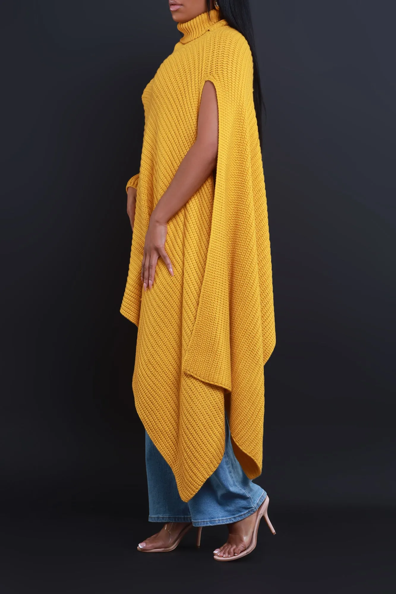How To Deal Asymmetrical Knit Sweater - Yellow Mustard