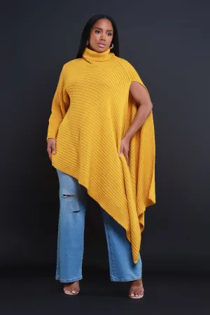 How To Deal Asymmetrical Knit Sweater - Yellow Mustard