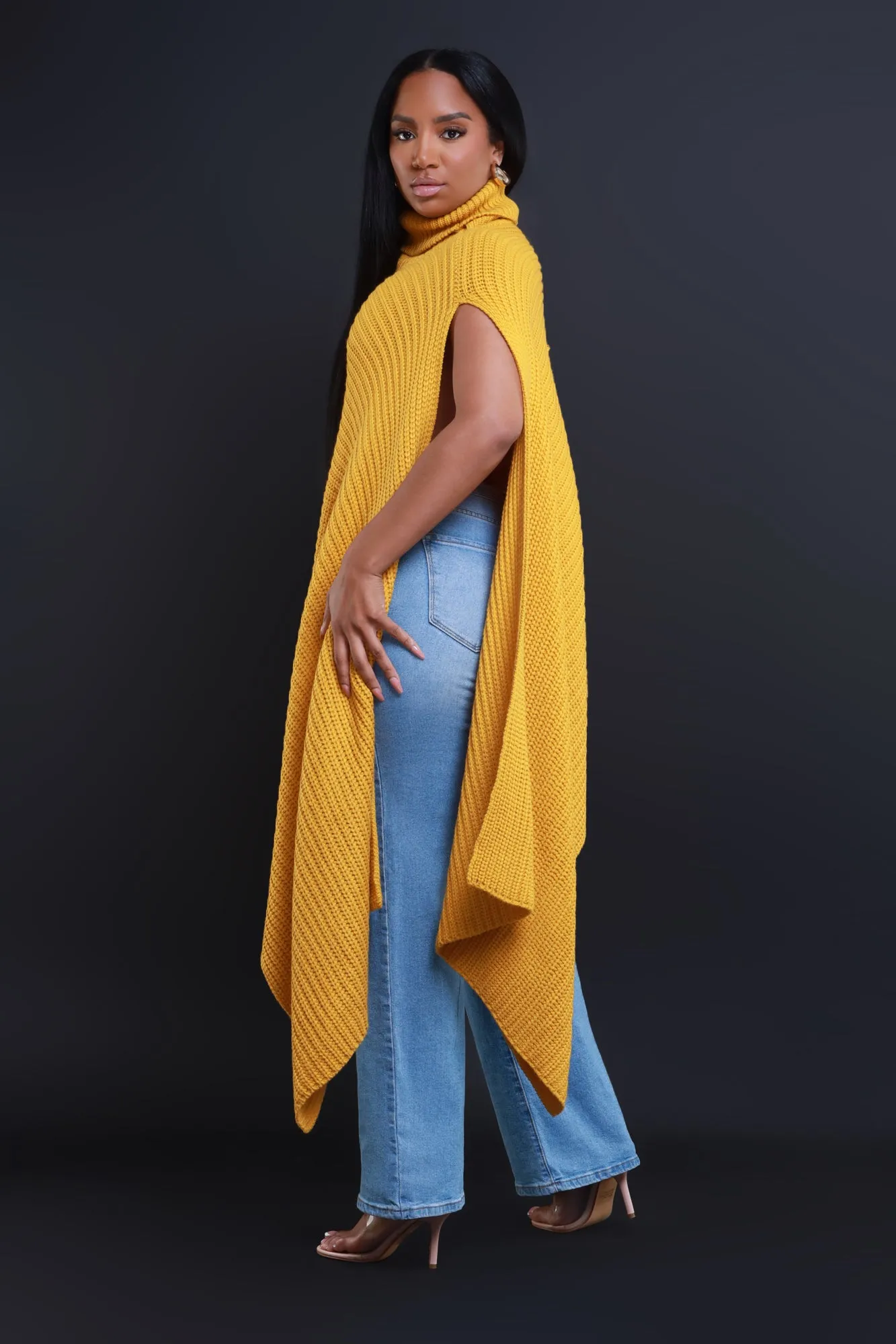 How To Deal Asymmetrical Knit Sweater - Yellow Mustard