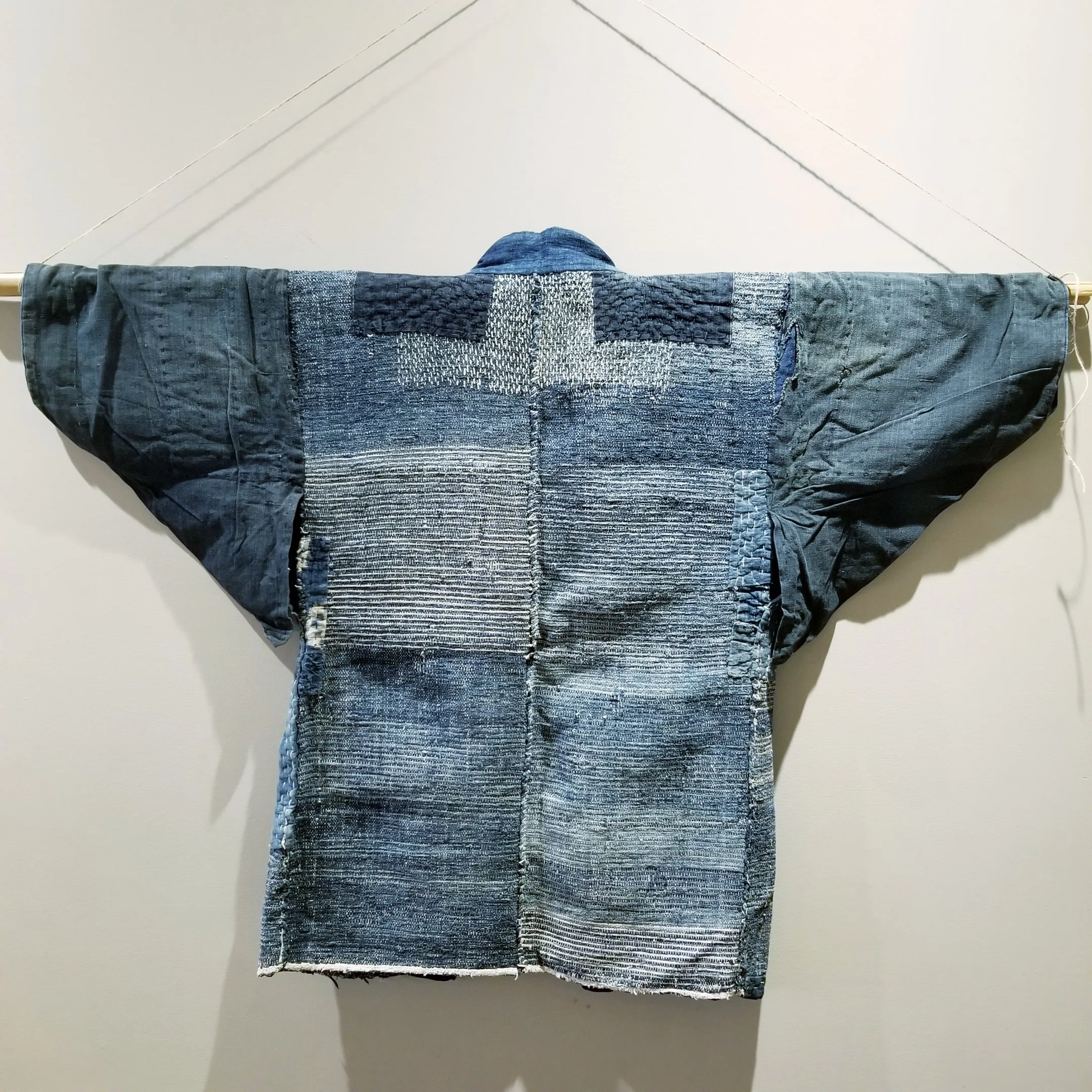 Japanese Aizome Boro Indigo Sakiori Noragi Fisherman's Jacket