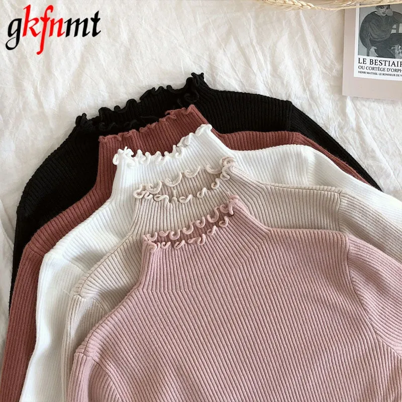 Jessa - Dark Academia Frilled Collar Cotton Turtleneck
