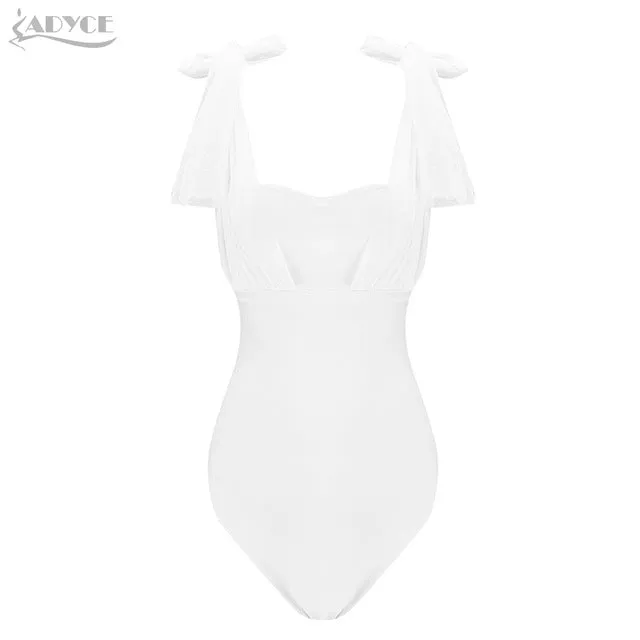 Jumpsuits Sexy White Lace Bow Sleeveless Skinny Rompers Bodysuit