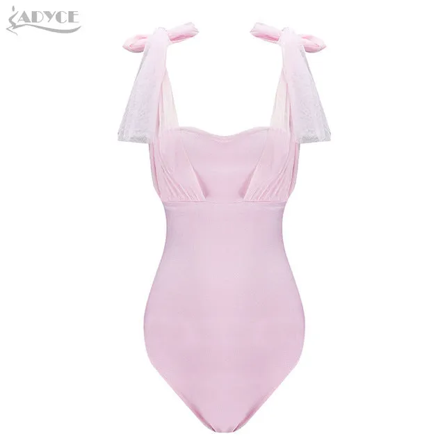 Jumpsuits Sexy White Lace Bow Sleeveless Skinny Rompers Bodysuit