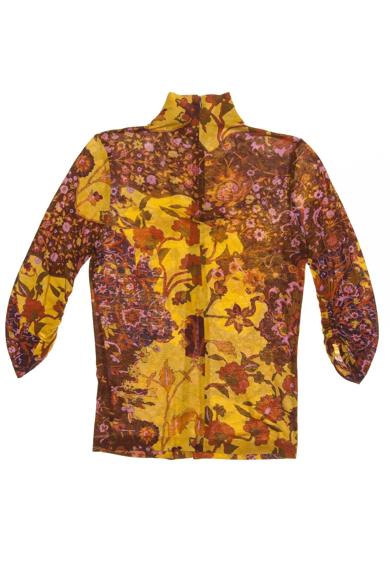 Kenzo - Floral 3/4 Sleeve Turtleneck Blouse -Size S