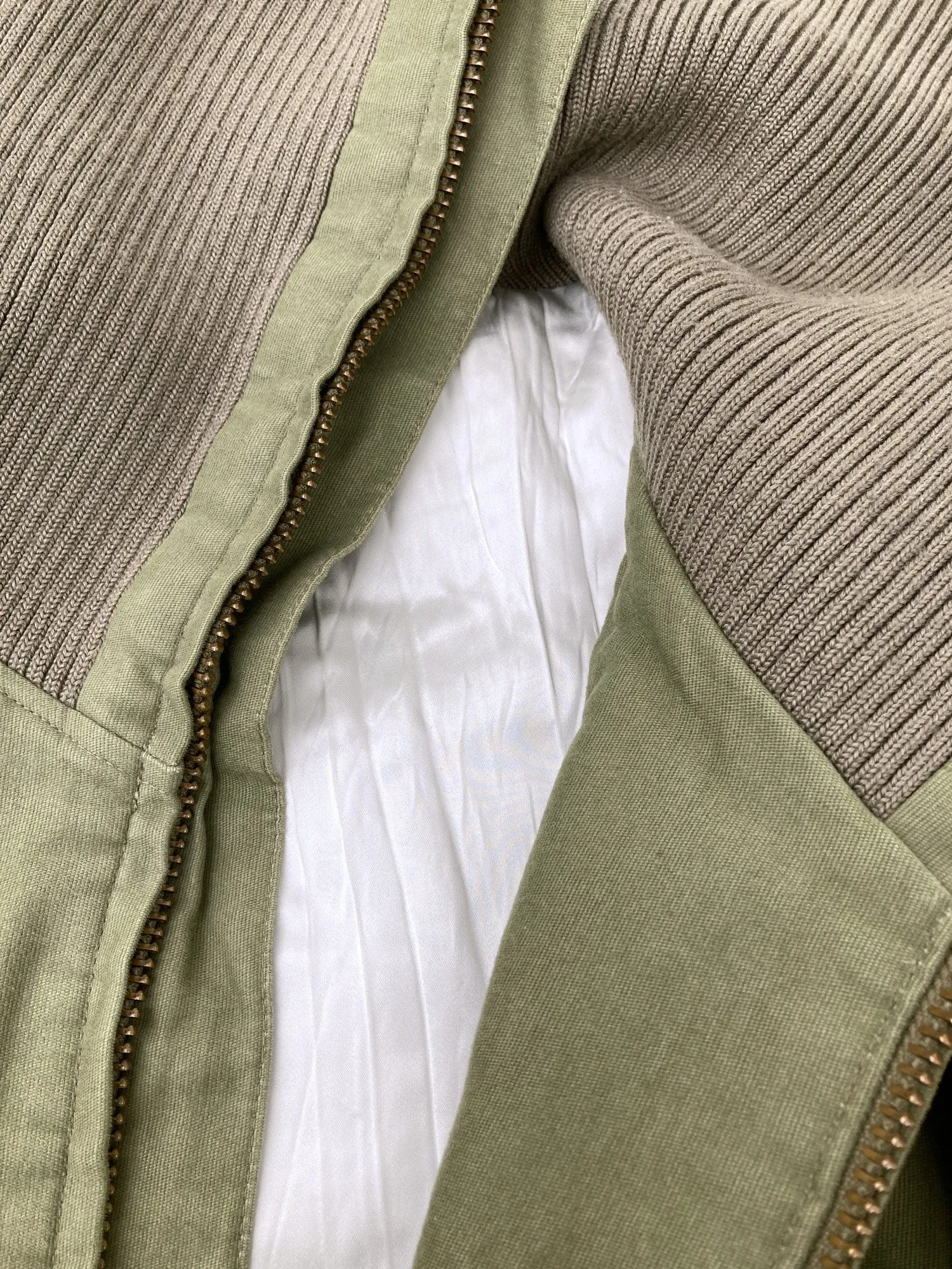 Lad Musician 1990s 2000s khaki cotton canvas exaggerated high neck jacket - 46 S