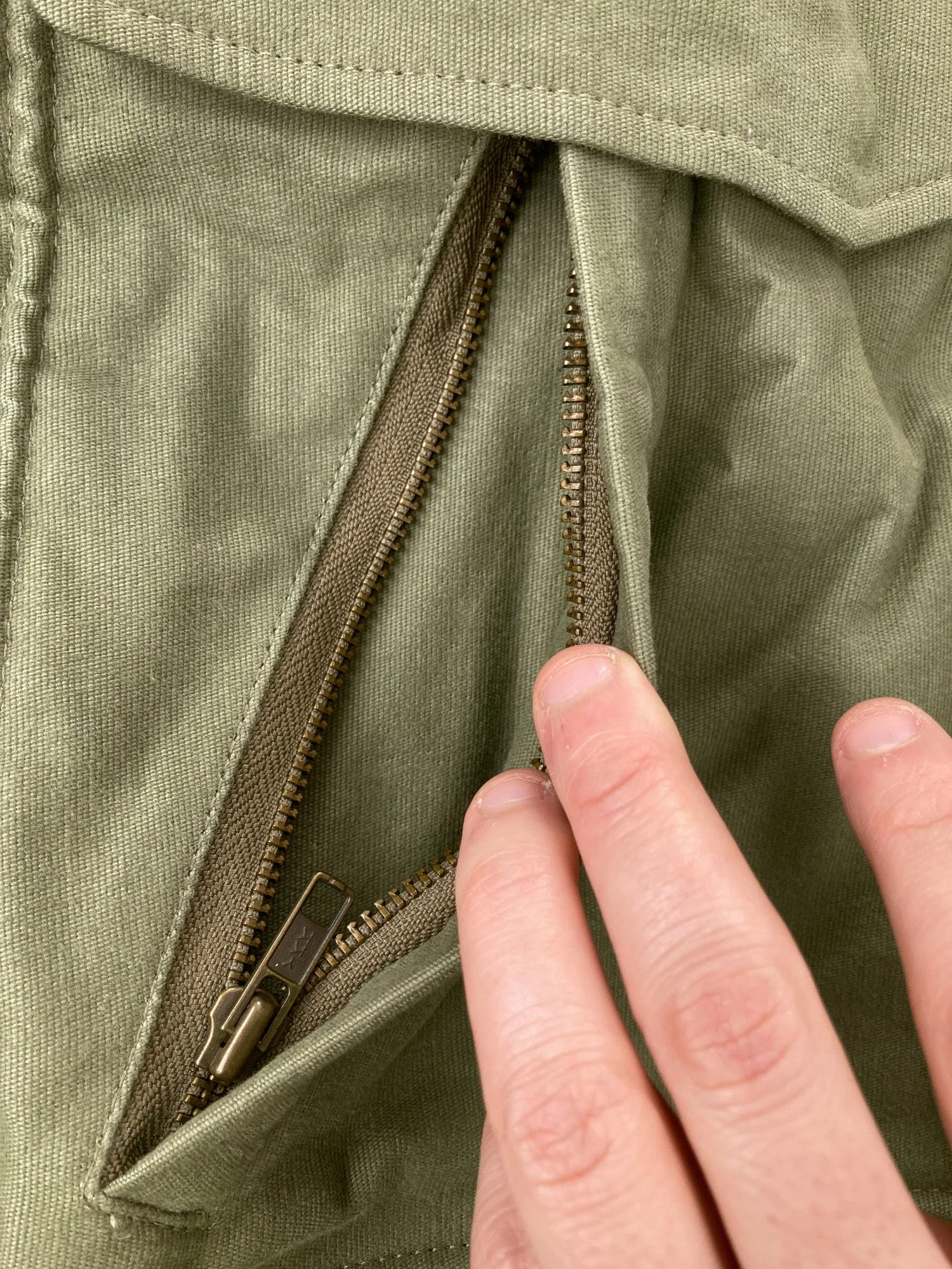 Lad Musician 1990s 2000s khaki cotton canvas exaggerated high neck jacket - 46 S