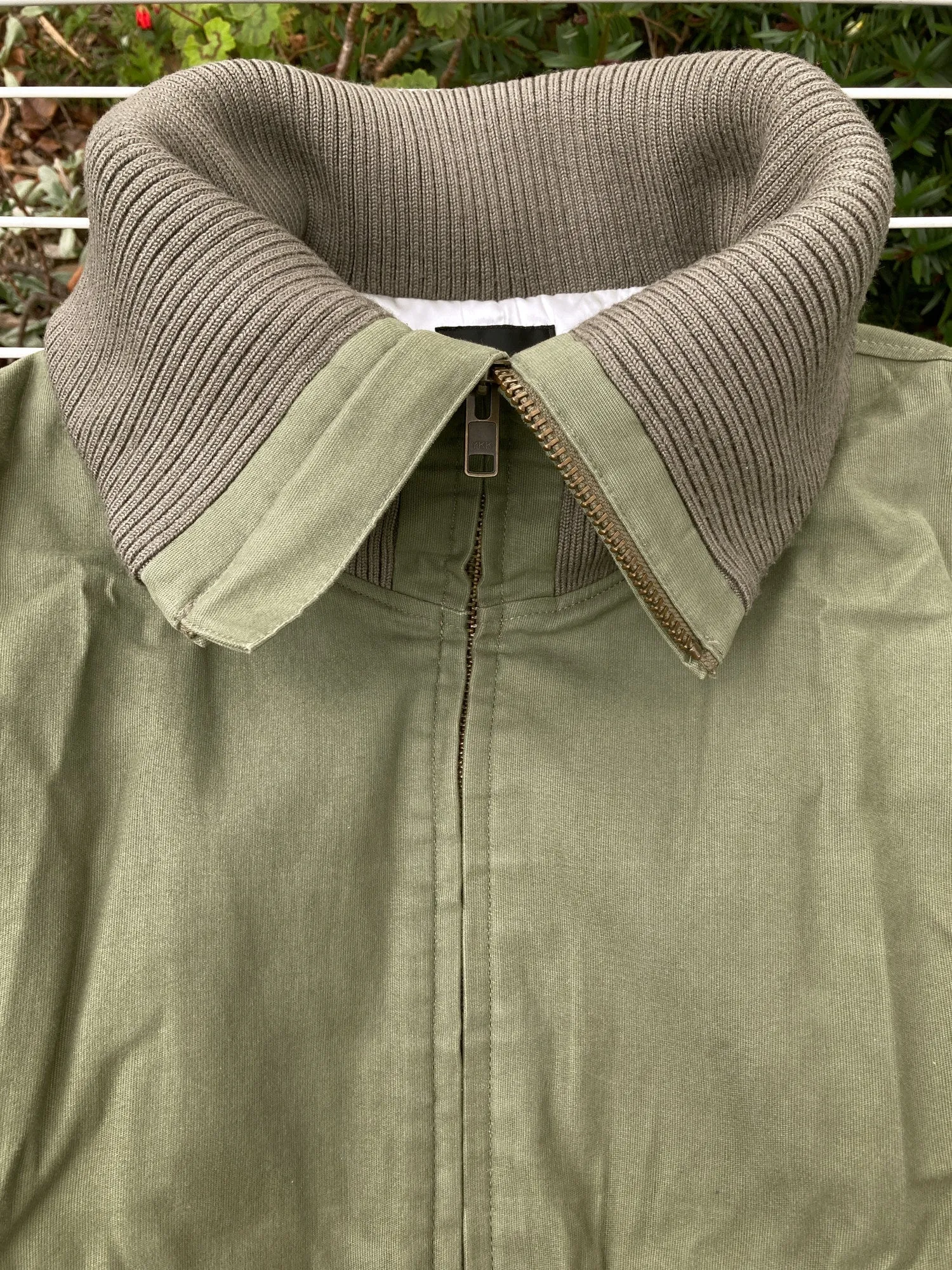 Lad Musician 1990s 2000s khaki cotton canvas exaggerated high neck jacket - 46 S