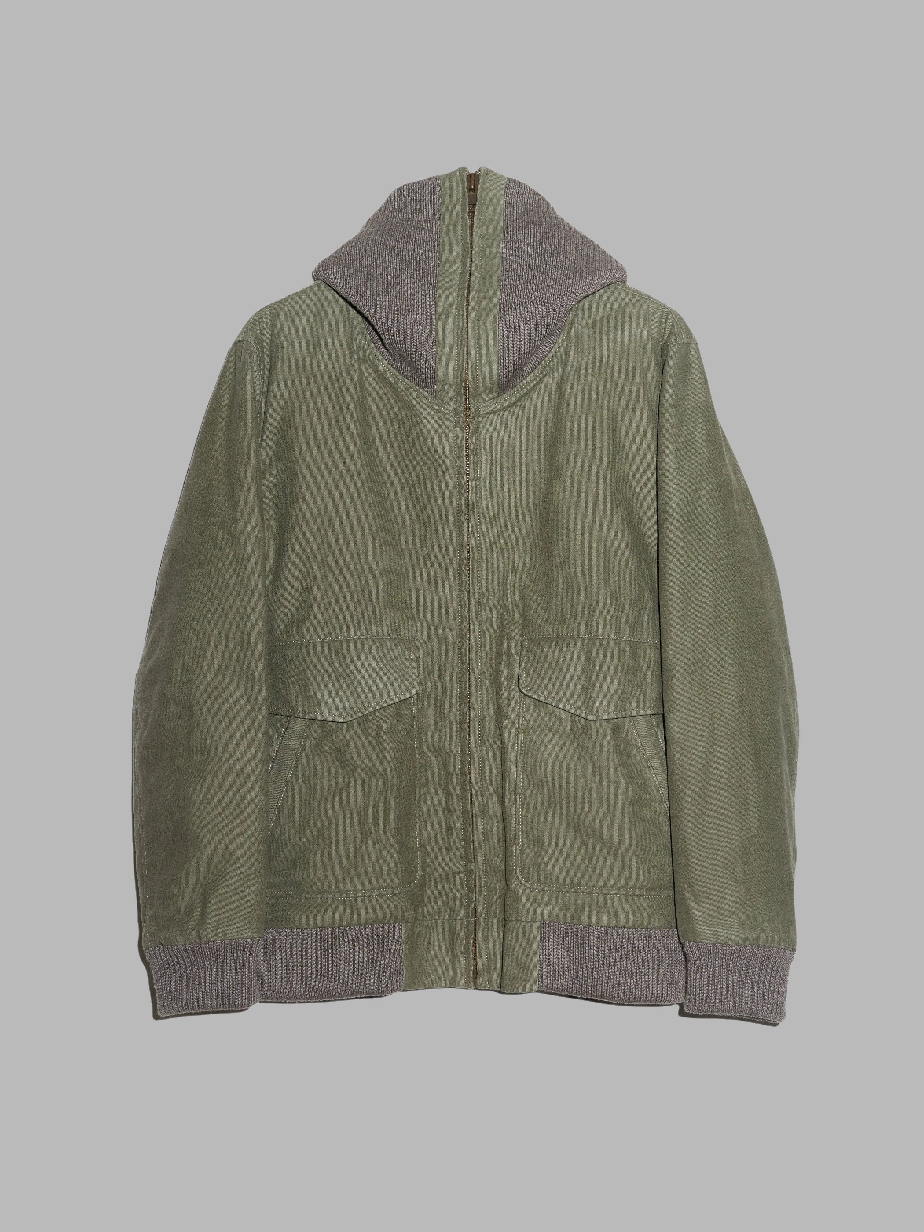 Lad Musician 1990s 2000s khaki cotton canvas exaggerated high neck jacket - 46 S