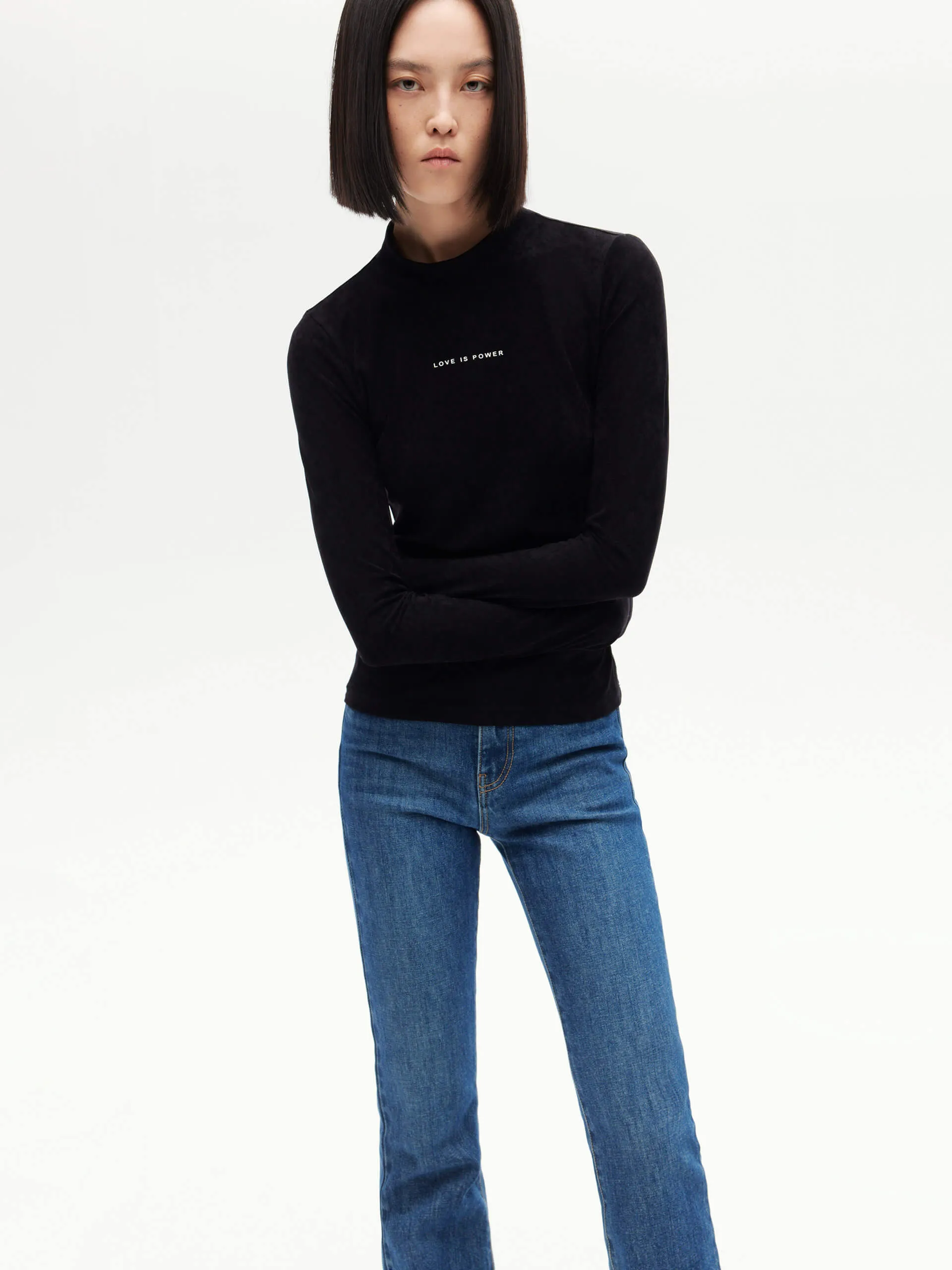 Letter Print High Collar Top