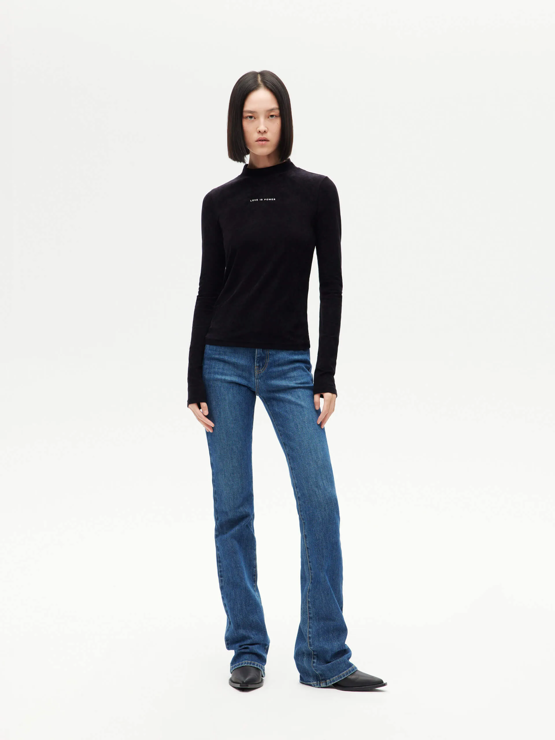 Letter Print High Collar Top