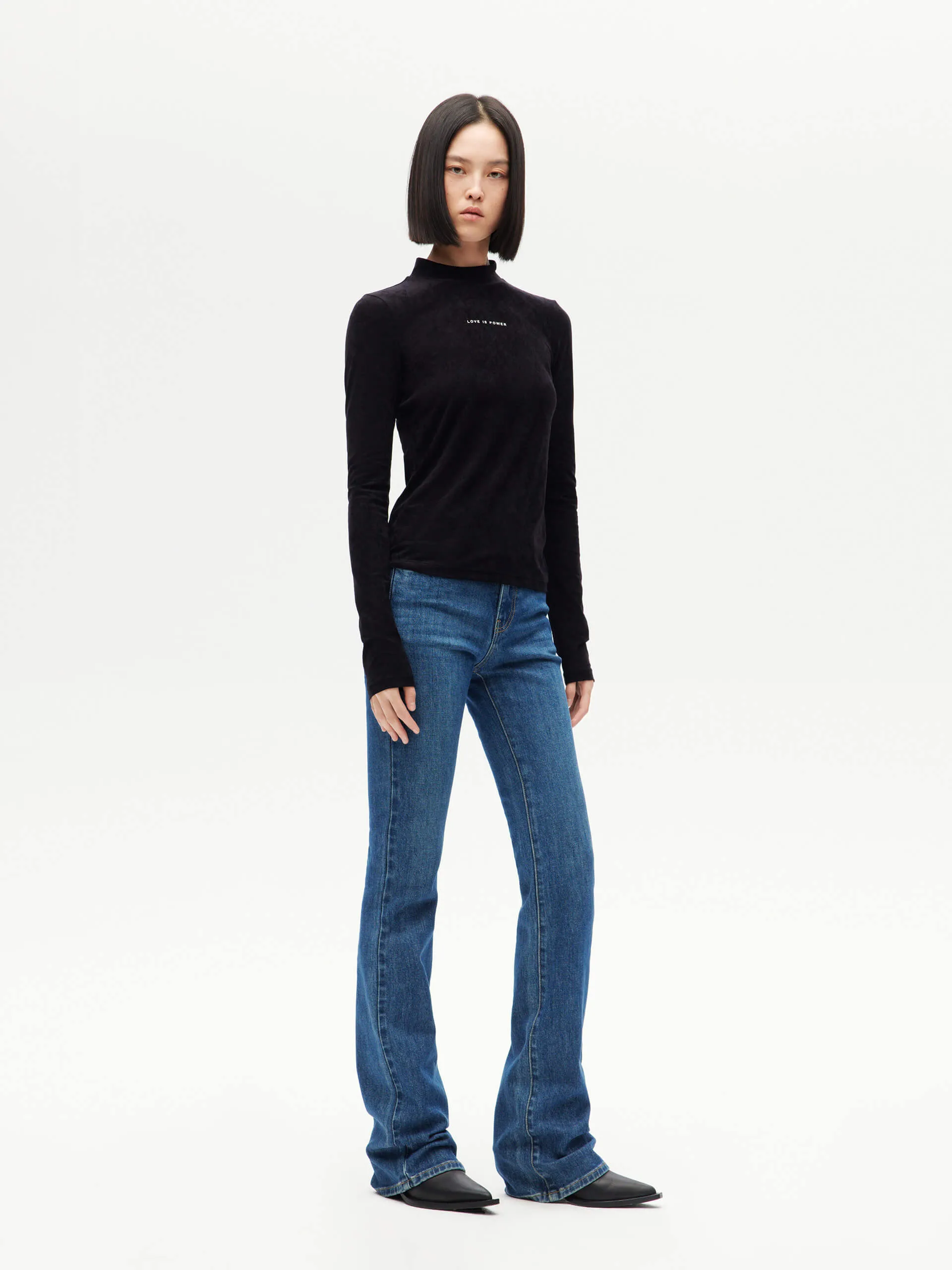 Letter Print High Collar Top