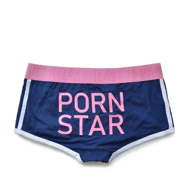 Letter Printed Low Waist Color Boxer