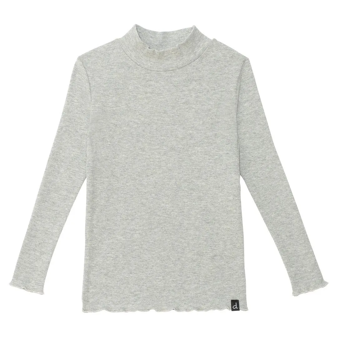 Light Grey Ribbed Turtleneck Top