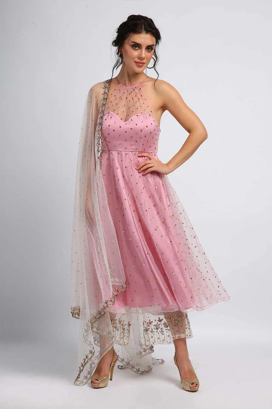 Lilac Sparkle Kurta Set With Dupatta