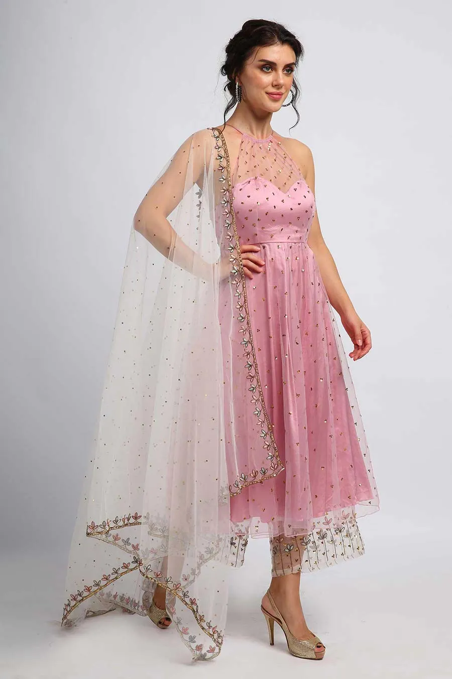 Lilac Sparkle Kurta Set With Dupatta