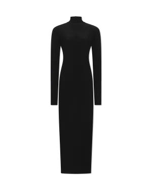 Long Sleeve Turtleneck Side Slit Gown