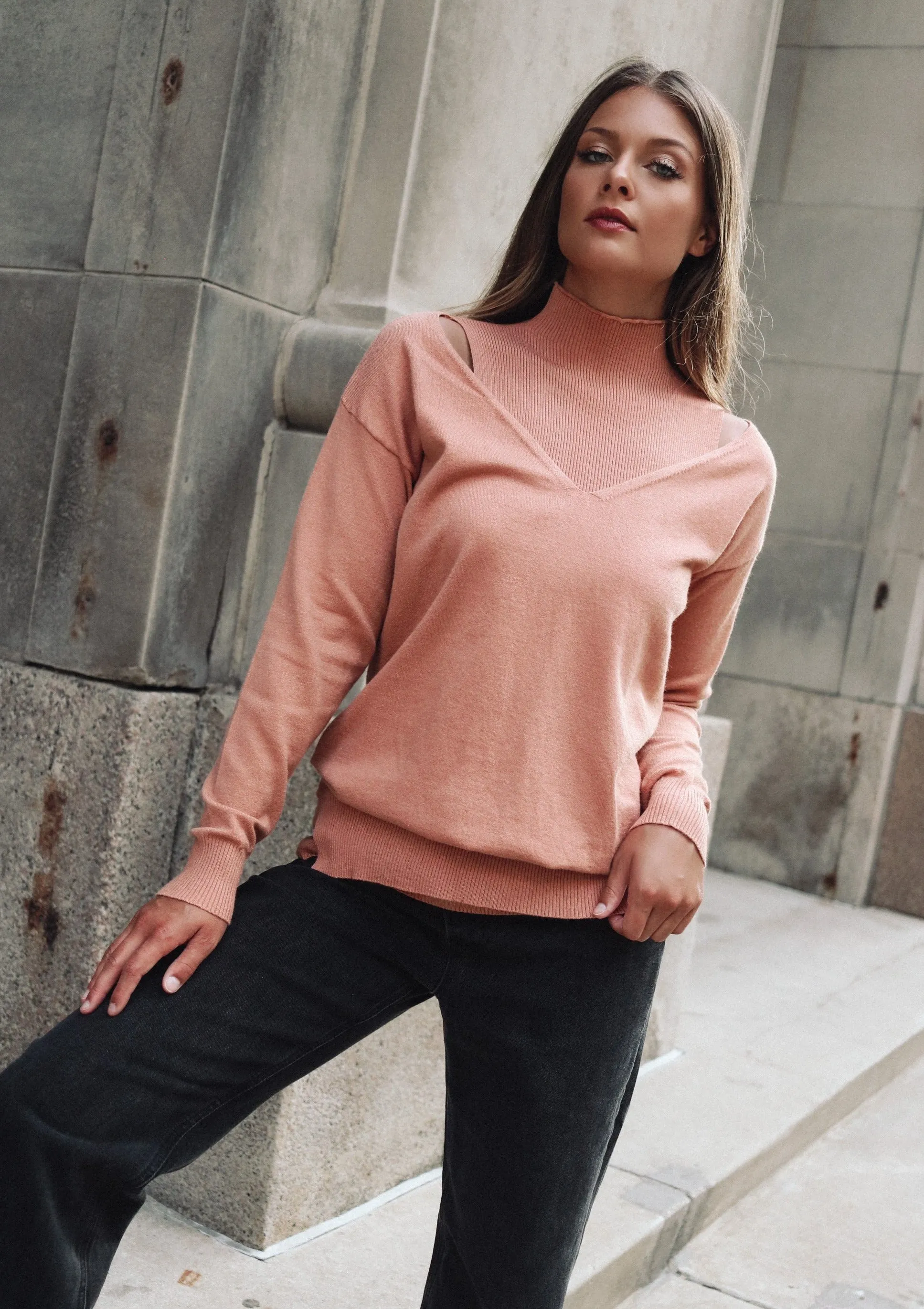 Lou Clay Layered Sweater