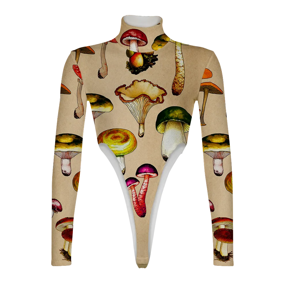 Magic Shrooms All Over Print Women's Turtleneck Jumpsuit