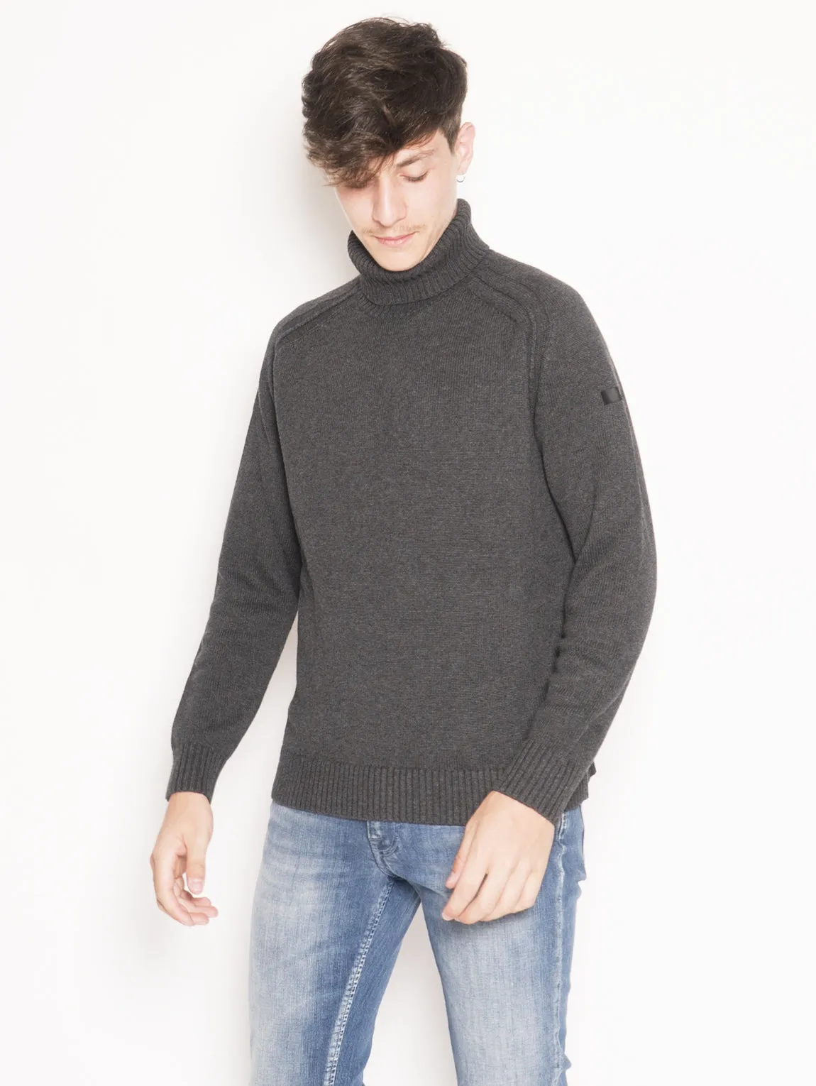 Maglia collo Alto Knit Cotton Plain Turtleneck  Grigio