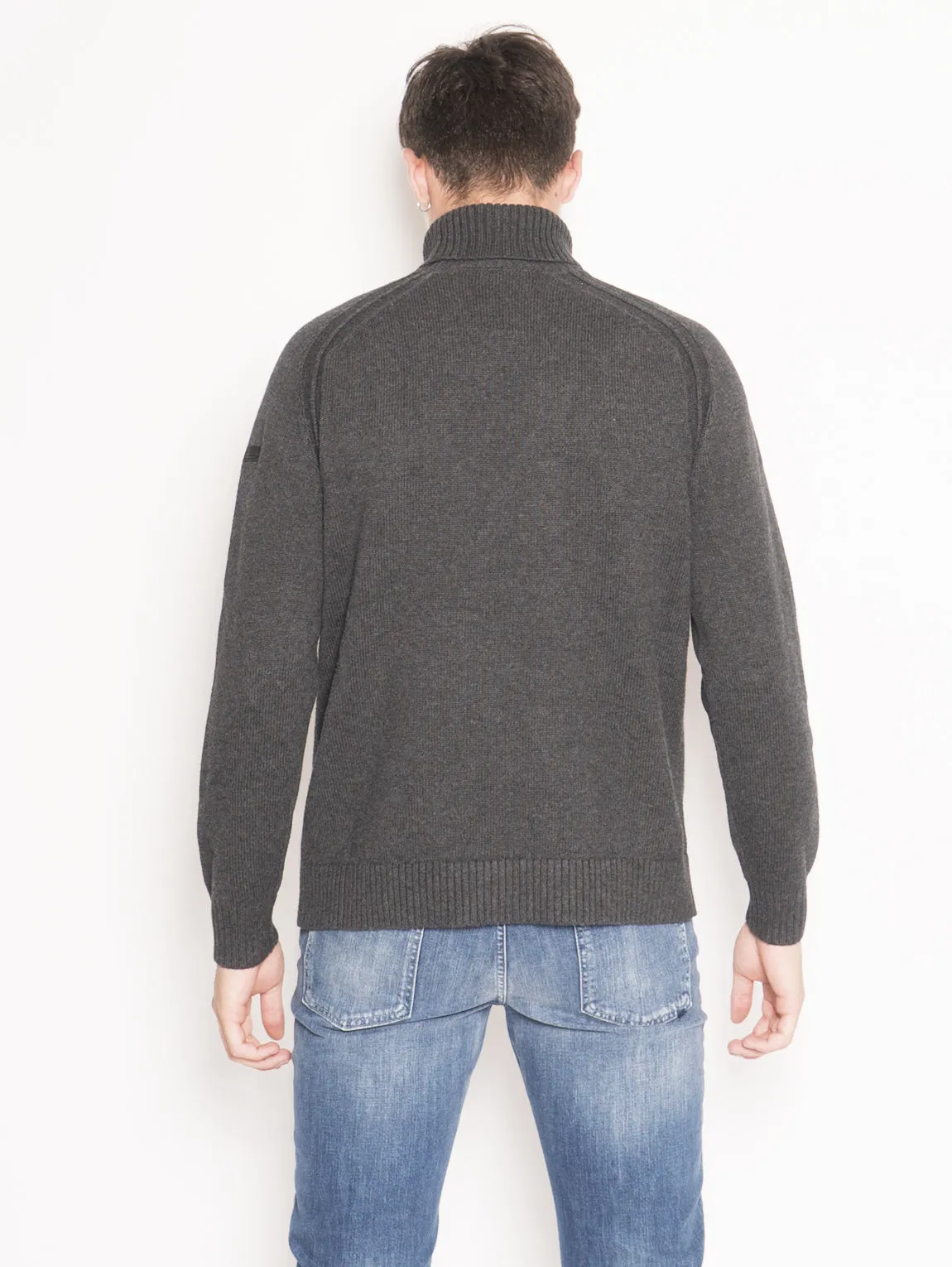 Maglia collo Alto Knit Cotton Plain Turtleneck  Grigio