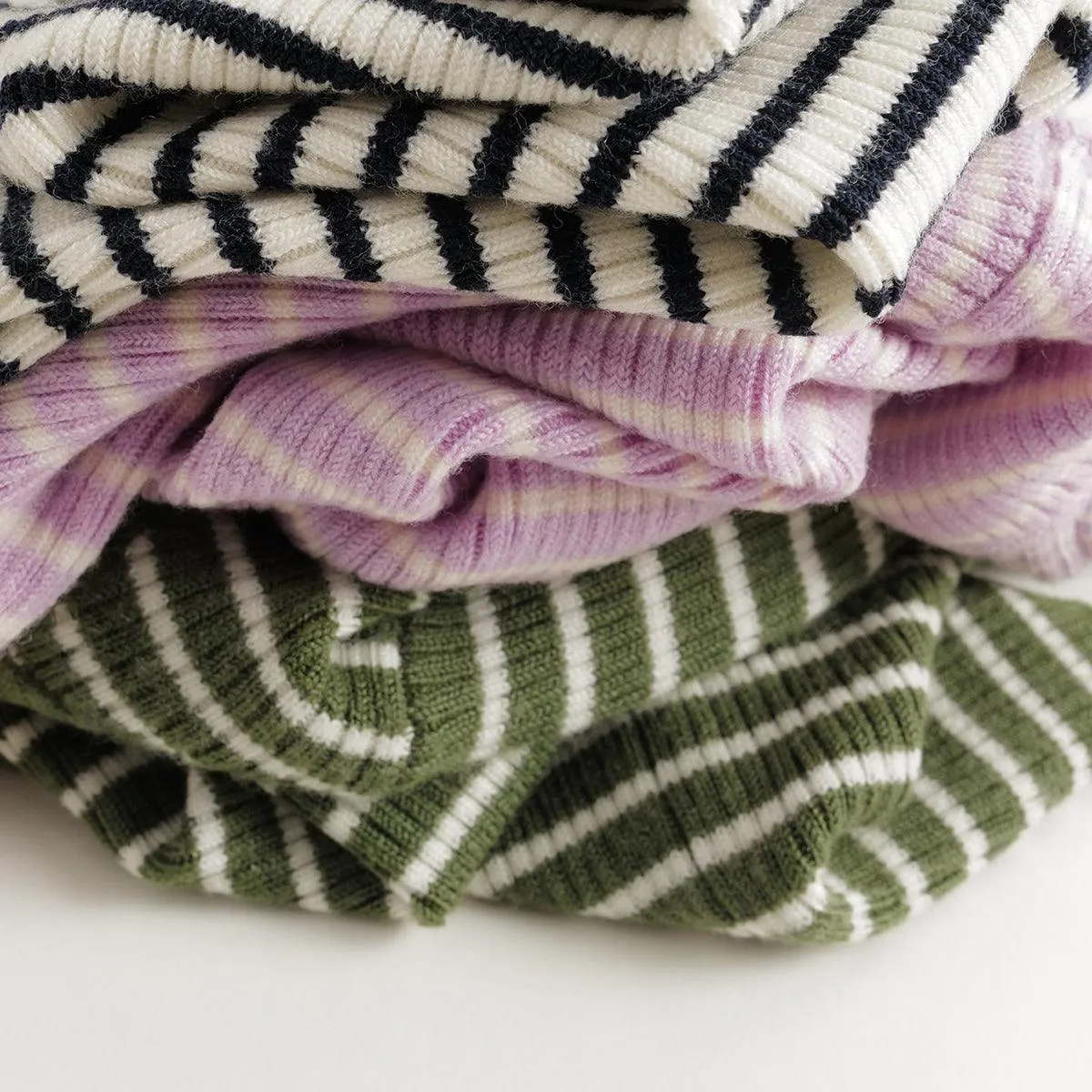 MARC & JANIE Girls Wool Stripe High Stretch Turtleneck Sweater 231970